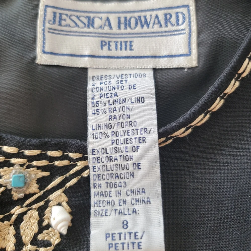 Jessica Howard VTG Black 2 Piece Maxi Dress Sz 8 Petite
